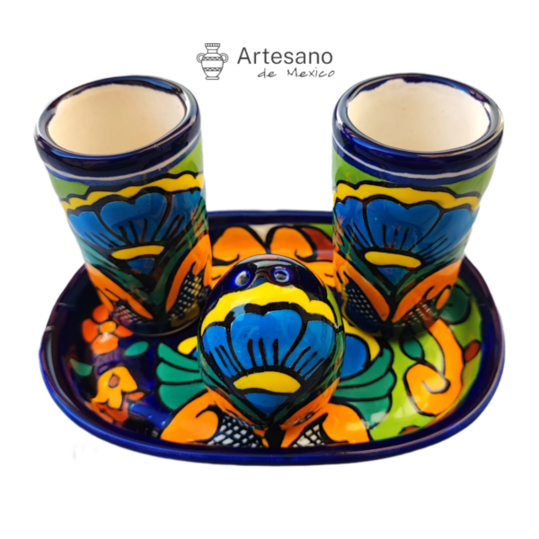 Talavera-style Tequila Set – Red – Option 1
