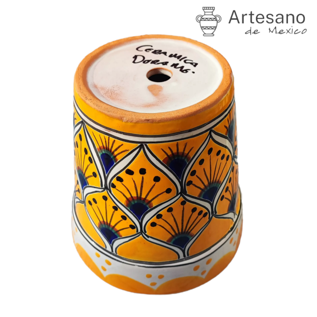 Talavera - style conica flower pot