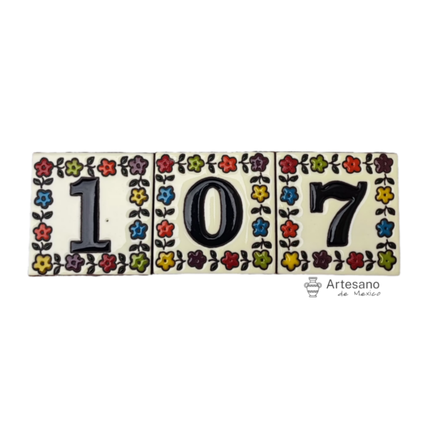 Talavera Hand-painted Multi Colour Mexican House Number Tiles