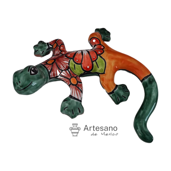 Talavera -style Lizard Iguana – Green & Orange