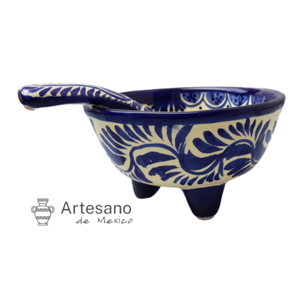 Talavera-style 3-legged Salsa Bowl with Ladle – White
