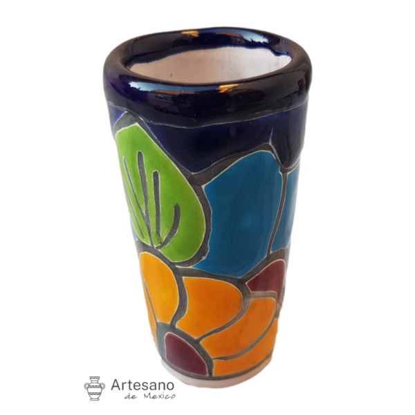 Talavera -style Shot Glass – Multicoloured, Dark Blue, Green, Blue & Orange