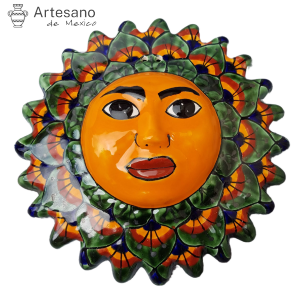 Talavera-style Sun Face – Orange, Green & Red – Option 1