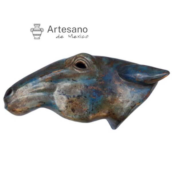 Talavera Mexican Hand Made Hand Painted Half a Horse's Head – Bronze
