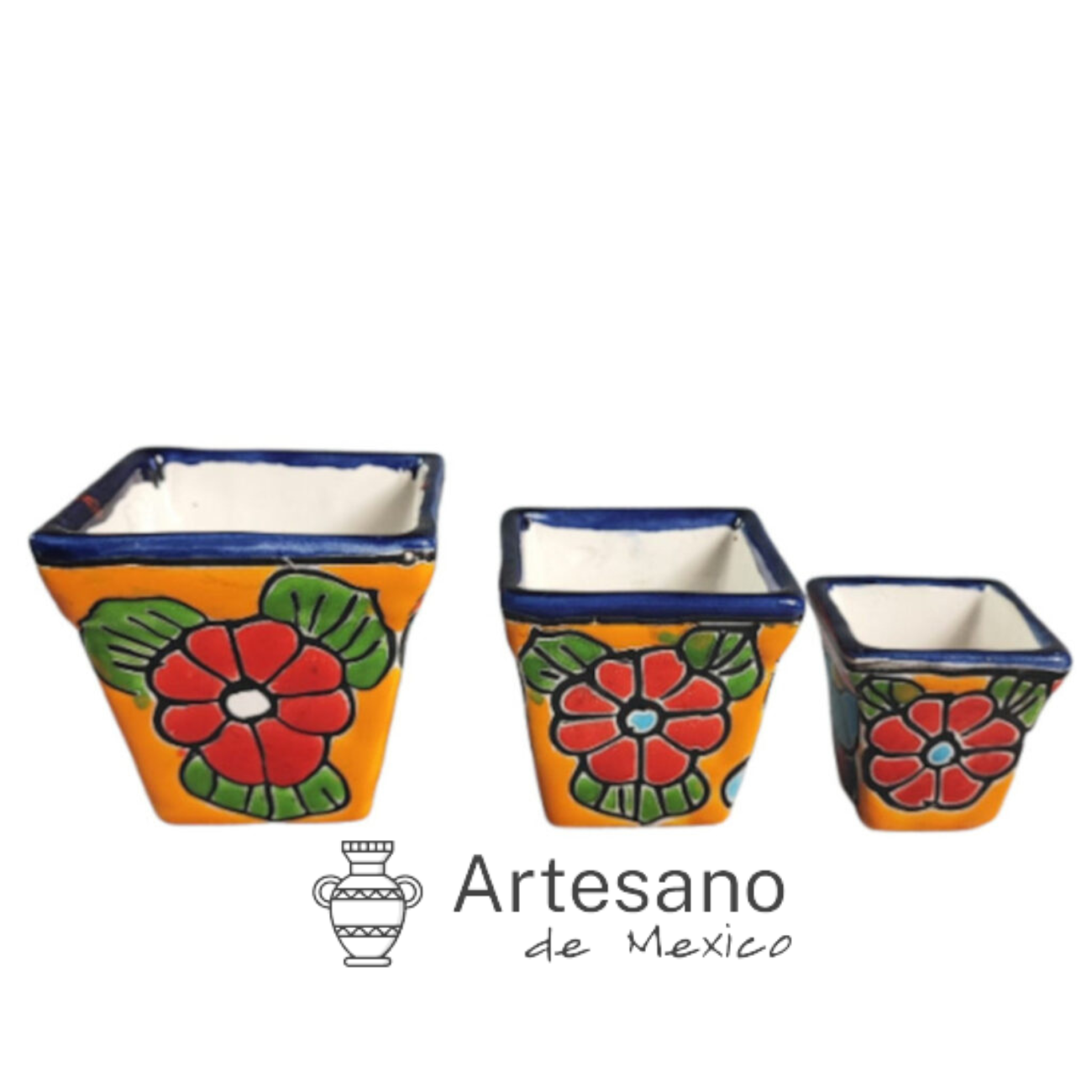 Talavera -style Piramid Mini Pot set