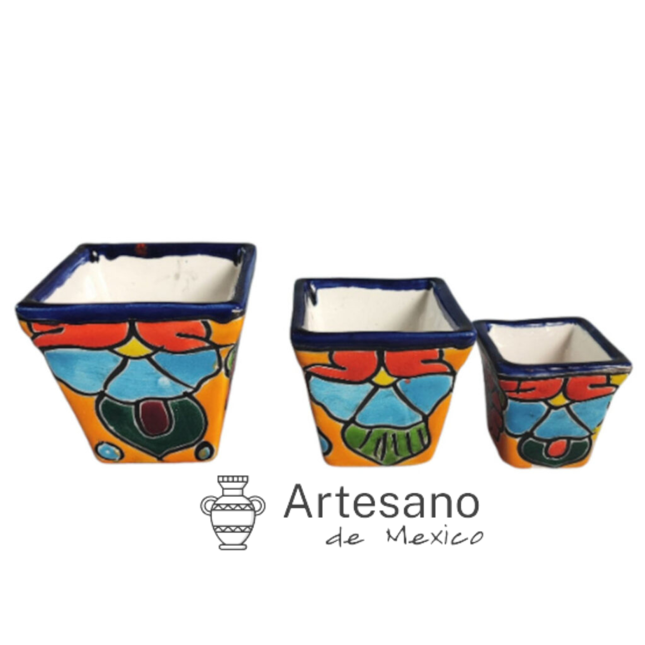 Talavera -style Piramid Mini Pot set