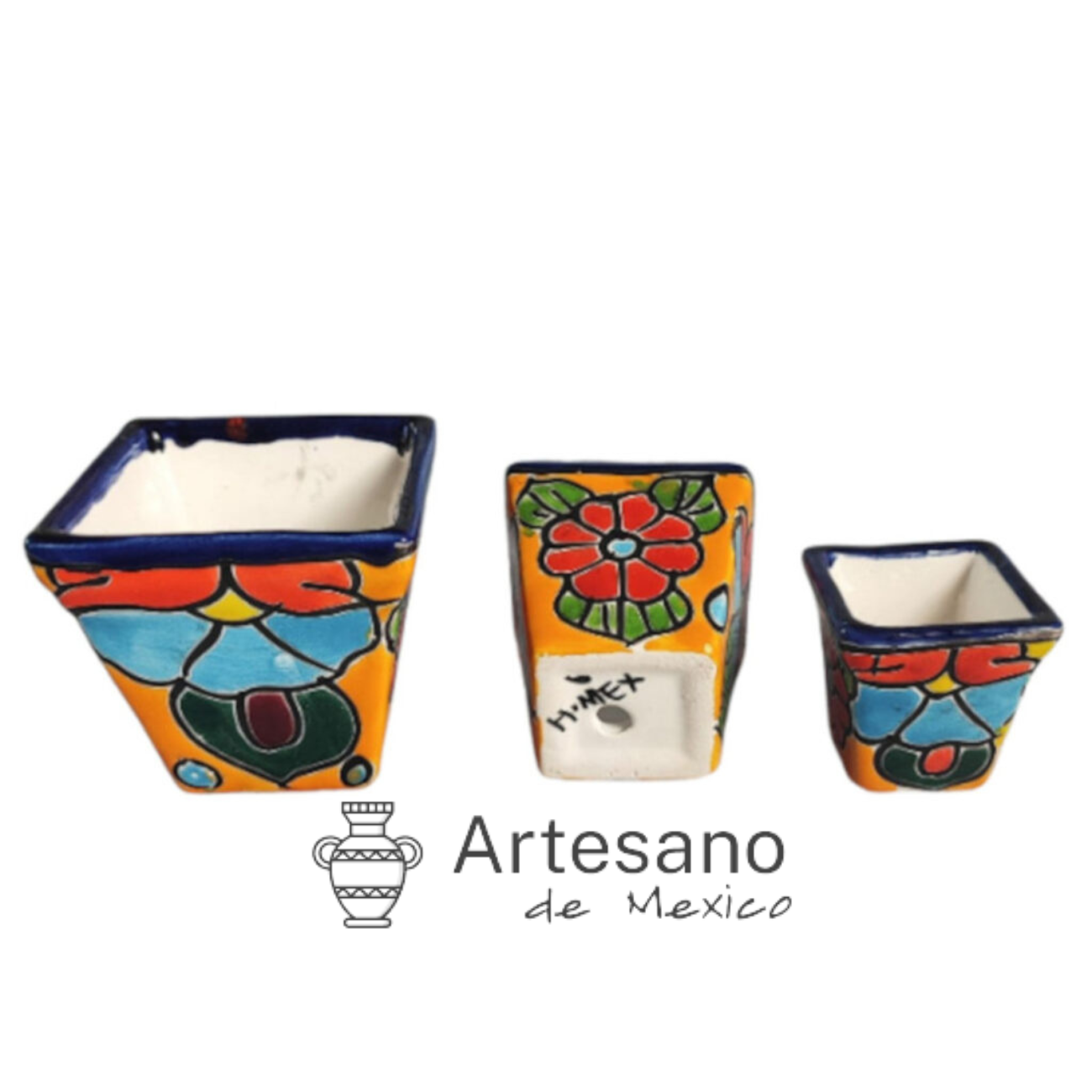 Talavera -style Piramid Mini Pot set
