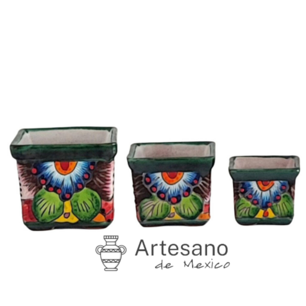 Talavera -style Square Mini Pot Set