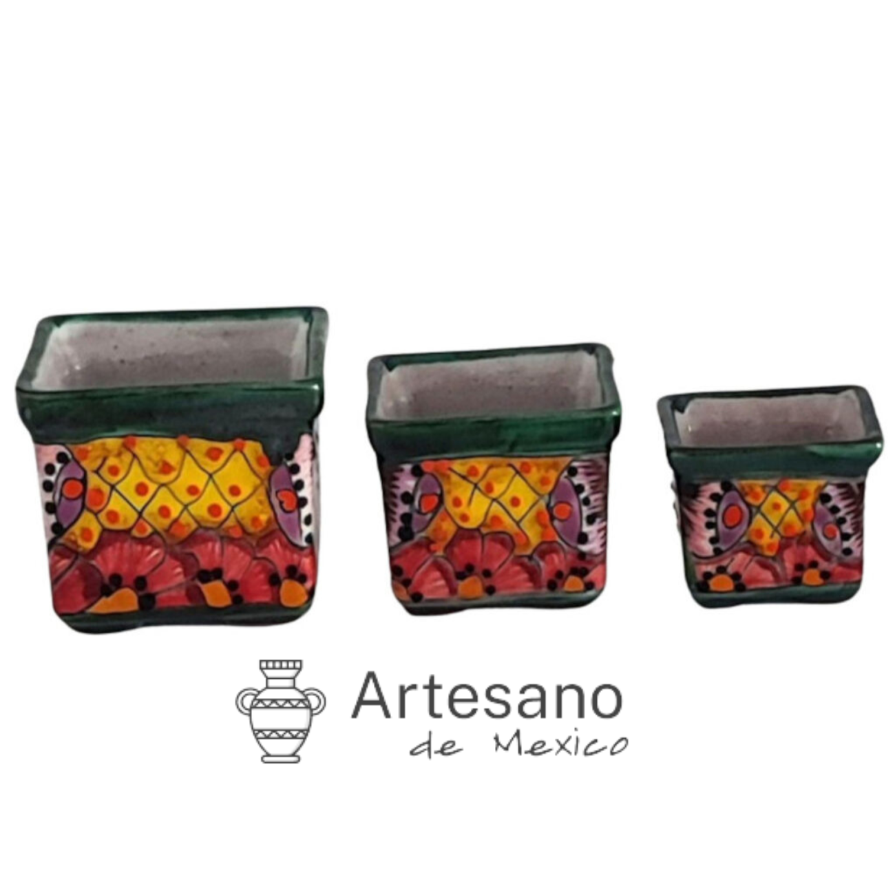 Talavera -style Square Mini Pot set