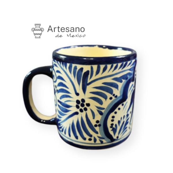 Talavera- Style Hand Painted Mug – Blue & White