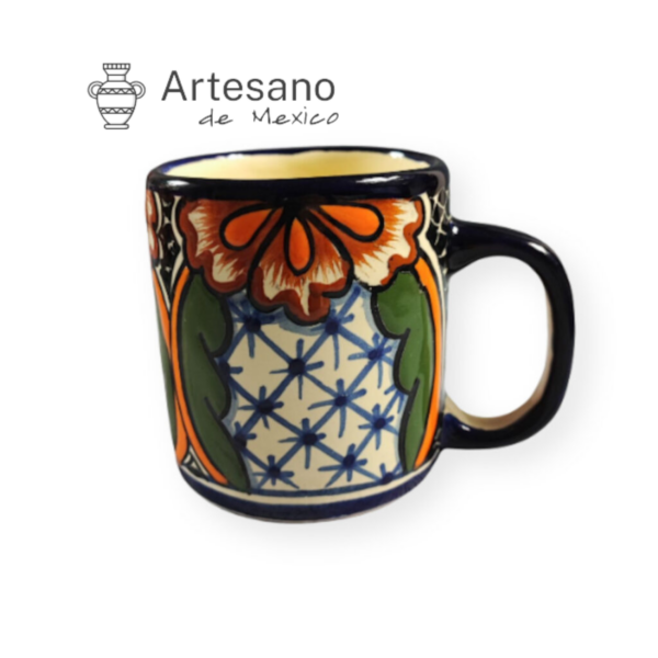 Talavera- Style Hand Painted Mug – Blue, Brown, White & Yellow