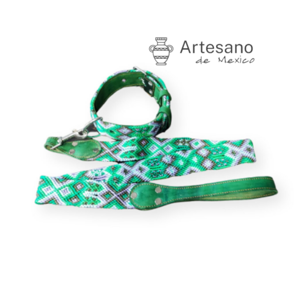 Authentic Mexican Hand-woven Dog Collar with Leash – XL – Option 3