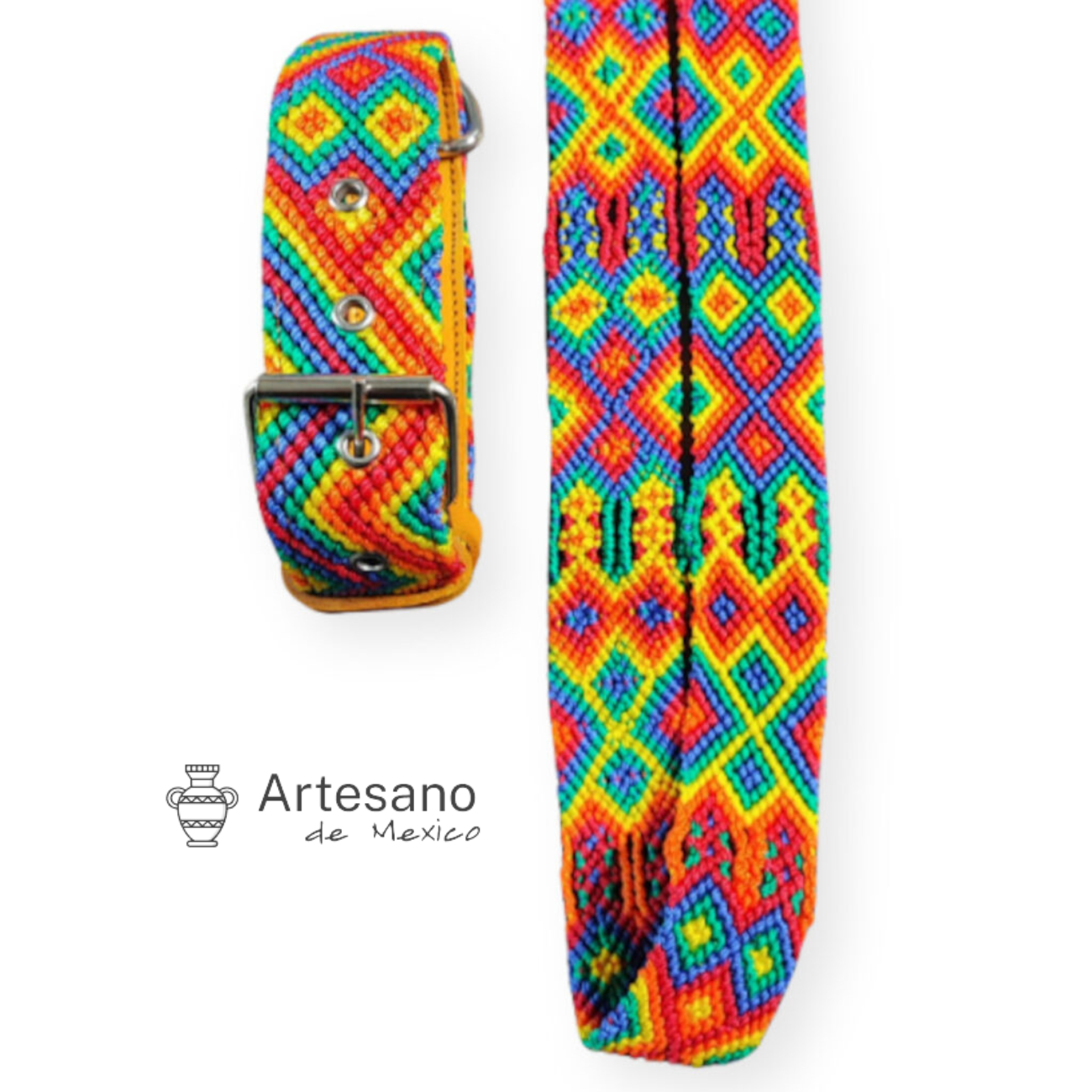 Authentic Mexican hand-woven dog collar with leash