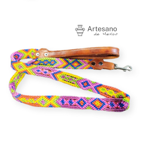 Mexican Hand-woven Dog Leash M Size – Blue, Orange & Green