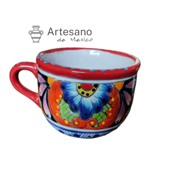 Talavera- Style Hand Painted Mug – Red & Tan – Option 2