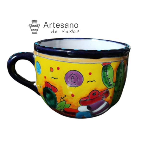 Talavera- Style Hand Painted Mug – Red & Tan – Option 1