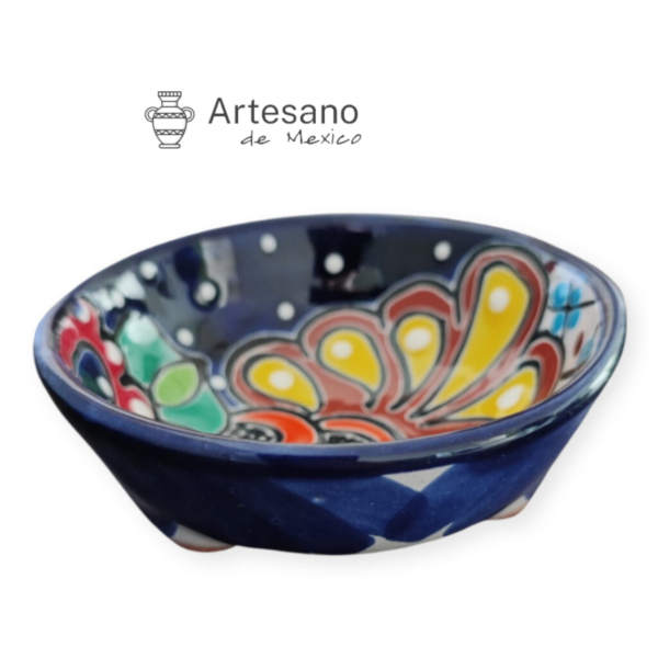 Talavera-style 3-legged Mini Salsa Bowl – Red