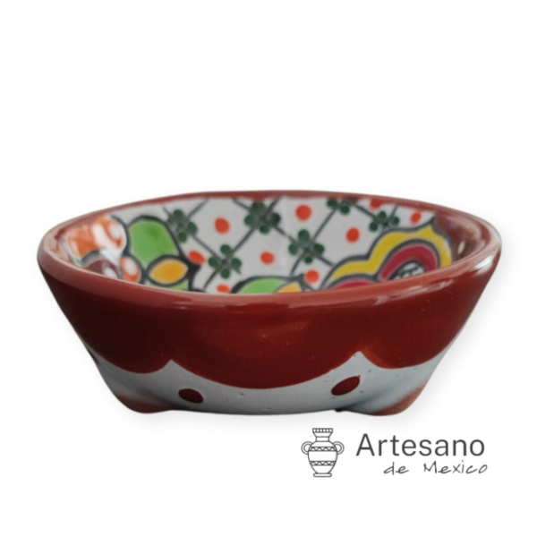 Talavera-style 3-legged Mini Salsa Bowl – Orange