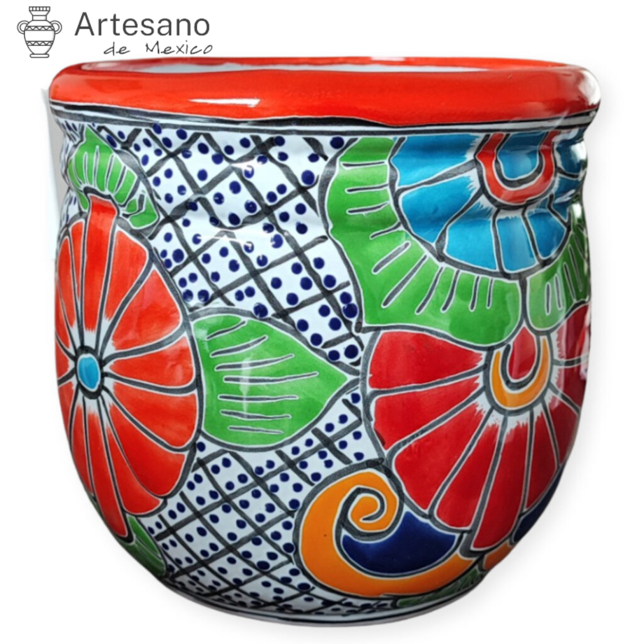 Talavera - style " BARREL" Flower pot