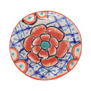 Hand-painted Talavera Ceramic Ashtray – Orange, Red & Blue