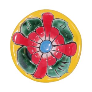 Hand-painted Talavera Ceramic Ashtray – Yellow, Red & Green