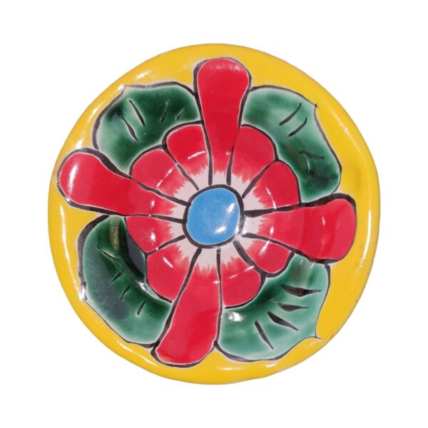 Hand-painted Talavera Ceramic Ashtray – Yellow, Red & Green