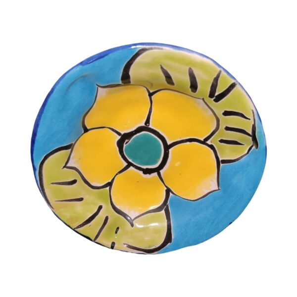 Hand-painted Talavera Ceramic Ashtray – Yellow, Blue & Green