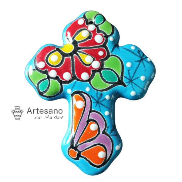Talavera Wall Hanging Cross – Multicoloured, Blue, Red, Green & Orange