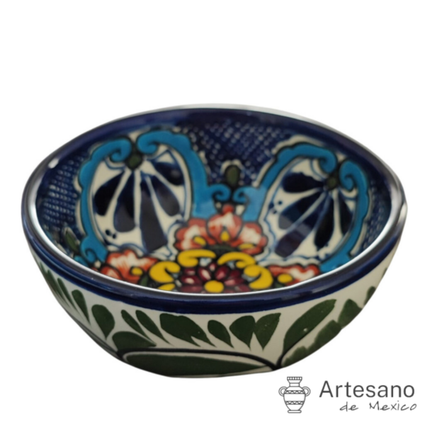 Authentic Talavera Handmade Bowl – Blue & Cream