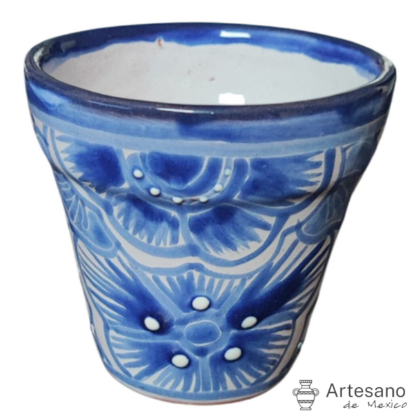 Talavera-style Round Mini Flower Pot – Dark Blue