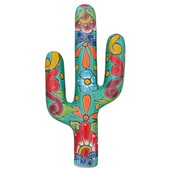 Talavera Style Wall Hanging Cactus – Turquoise