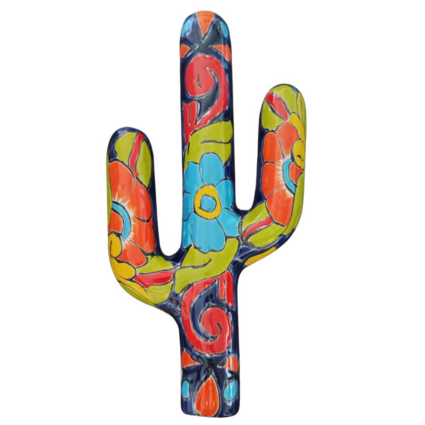 Talavera Style Wall Hanging Cactus – Dark Blue