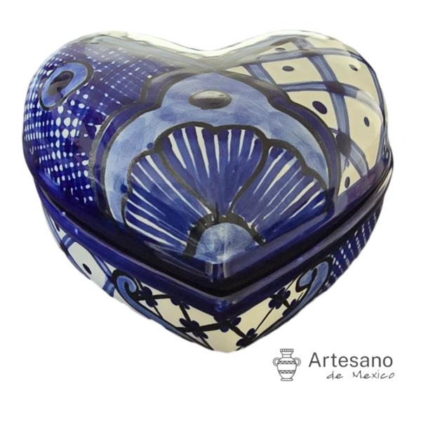 Talavera Mexican-style Jewellery Box – Red, Black, White & Light Blue