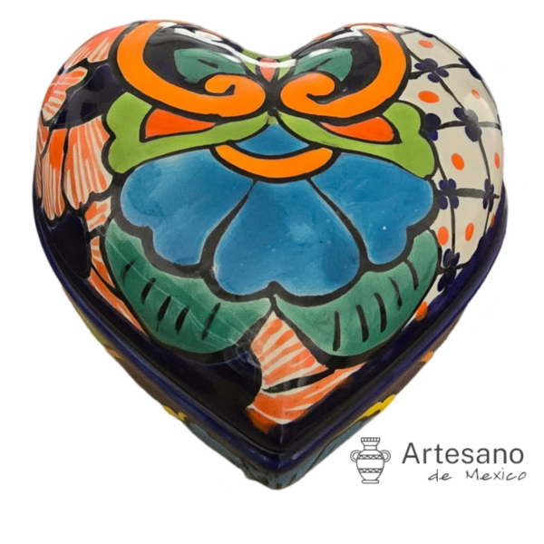 Talavera Mexican-style Jewellery Box – White, Yellow & Light Green