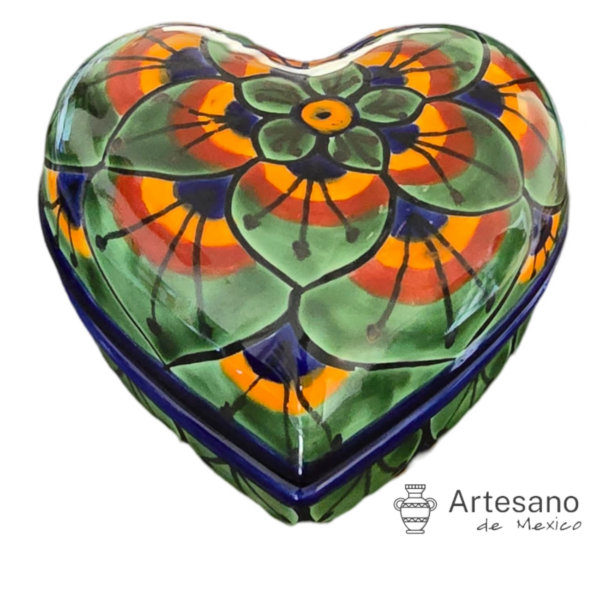 Talavera Mexican-style Jewellery Box – Red, Green, Yellow & Orange