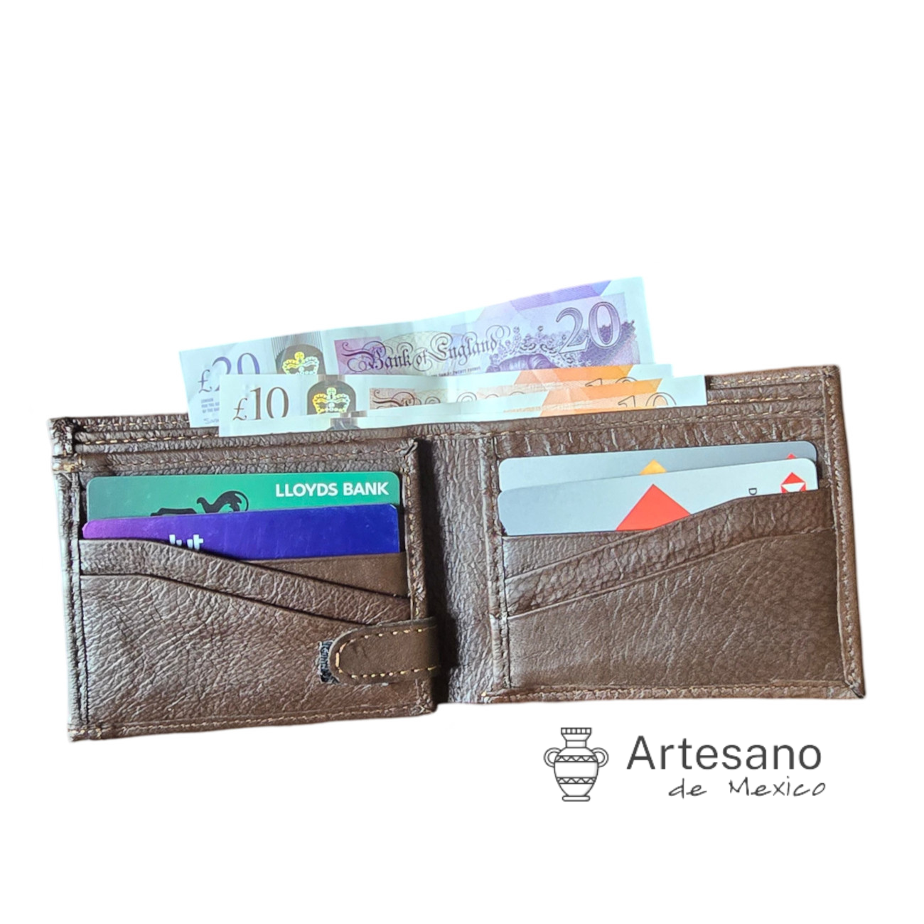 Authentic handmade brown leather wallet