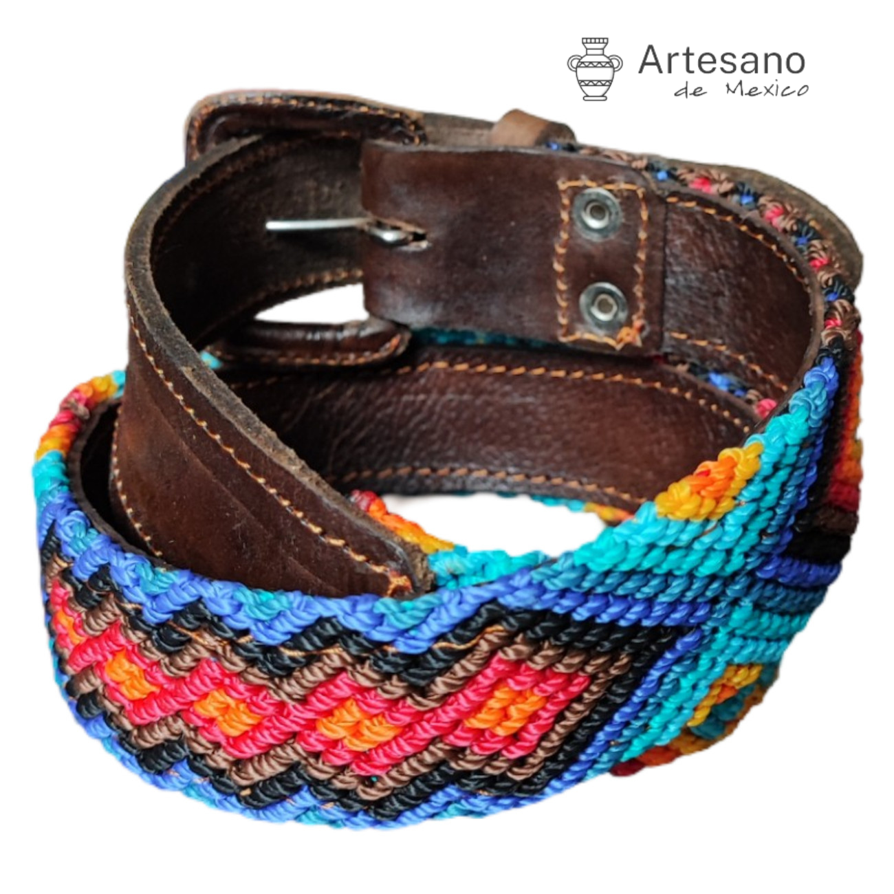 Authentic hand-woven leather waist belt
