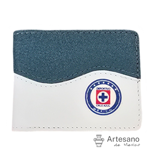 Authentic Handmade Blue White León Leather Wallet Cruz Azul