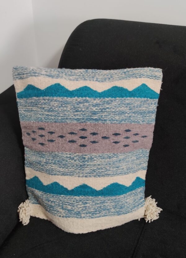 Authentic Handwoven Mexican Pillowcase – Light Blue – Option 6