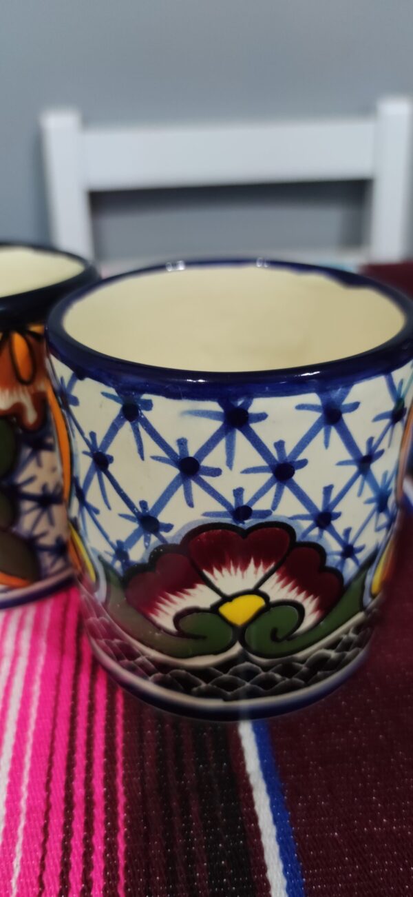 Talavera- Style Hand Painted Mug – Blue & Orange – Option 1