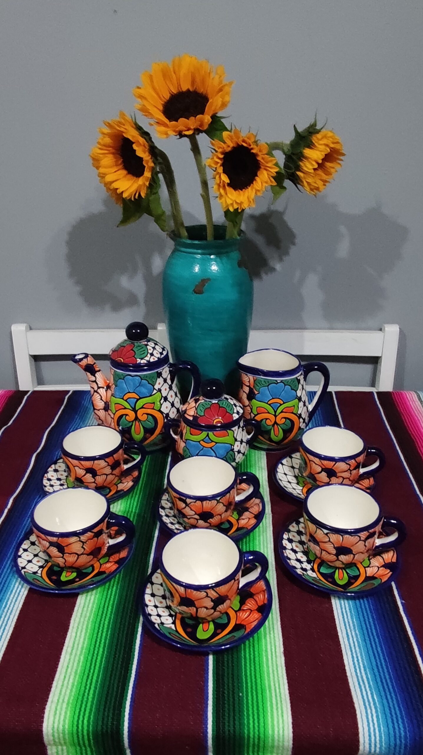 Talavera- Style Hand Painted 15 Pieces Tea Set