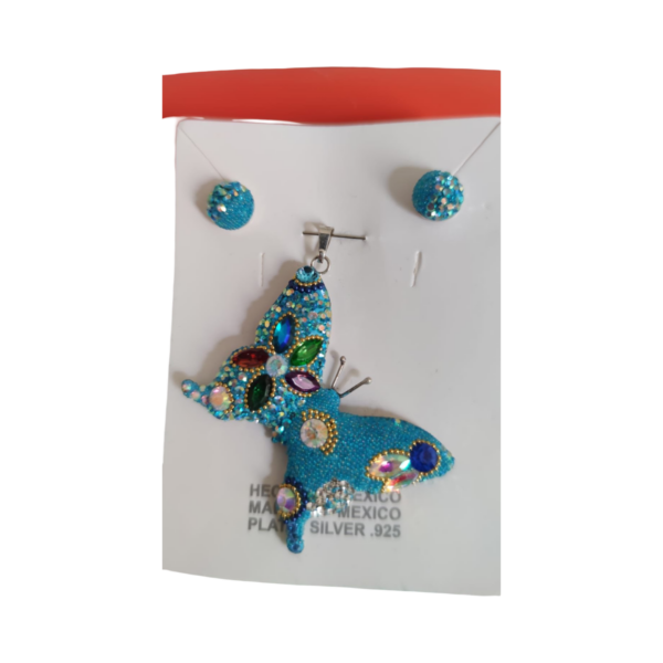 Mexican Style Earrings and Pendant Butterfly Set – Option 1