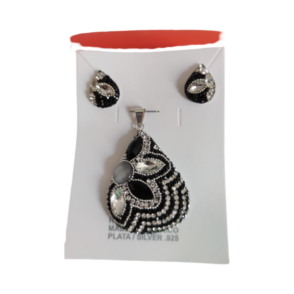 Mexican Style Earrings and Pendant Teardrop-shaped Set