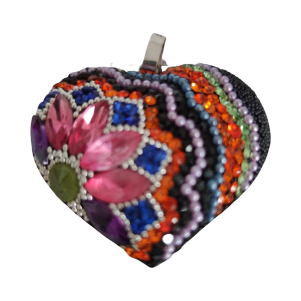 Mexican Style Earrings and Pendant Heart Set – Green, Blue & Orange