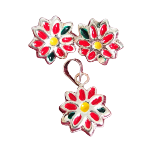 Mexican Style Earrings and Pendant Mini Flower Set