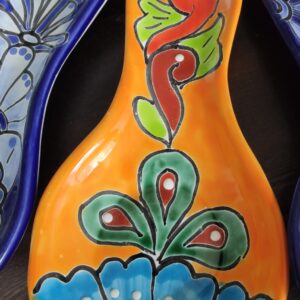 Talavera-style Spoon Rest – Black & White – Option 1