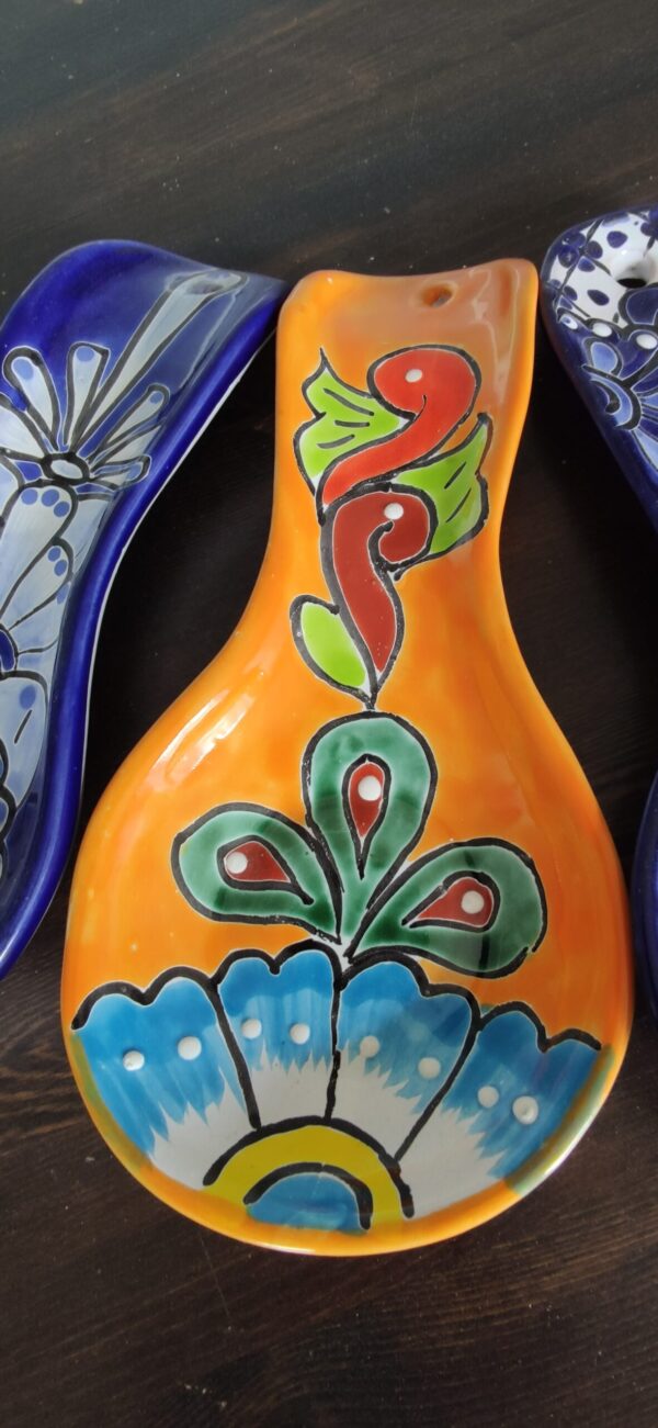 Talavera-style Spoon Rest – Black & White – Option 1